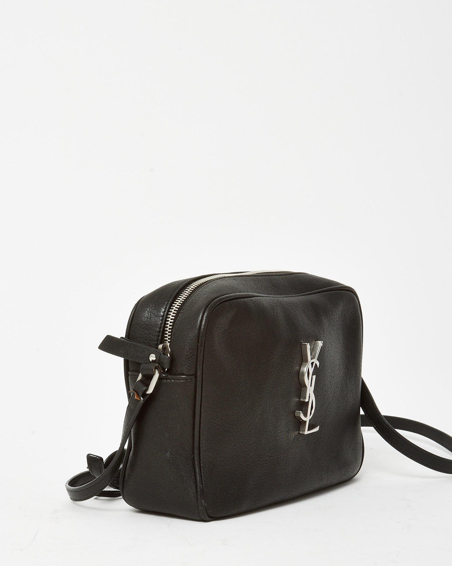 Saint Laurent Black Grained Leather YSL Lou Camera Bag SHW