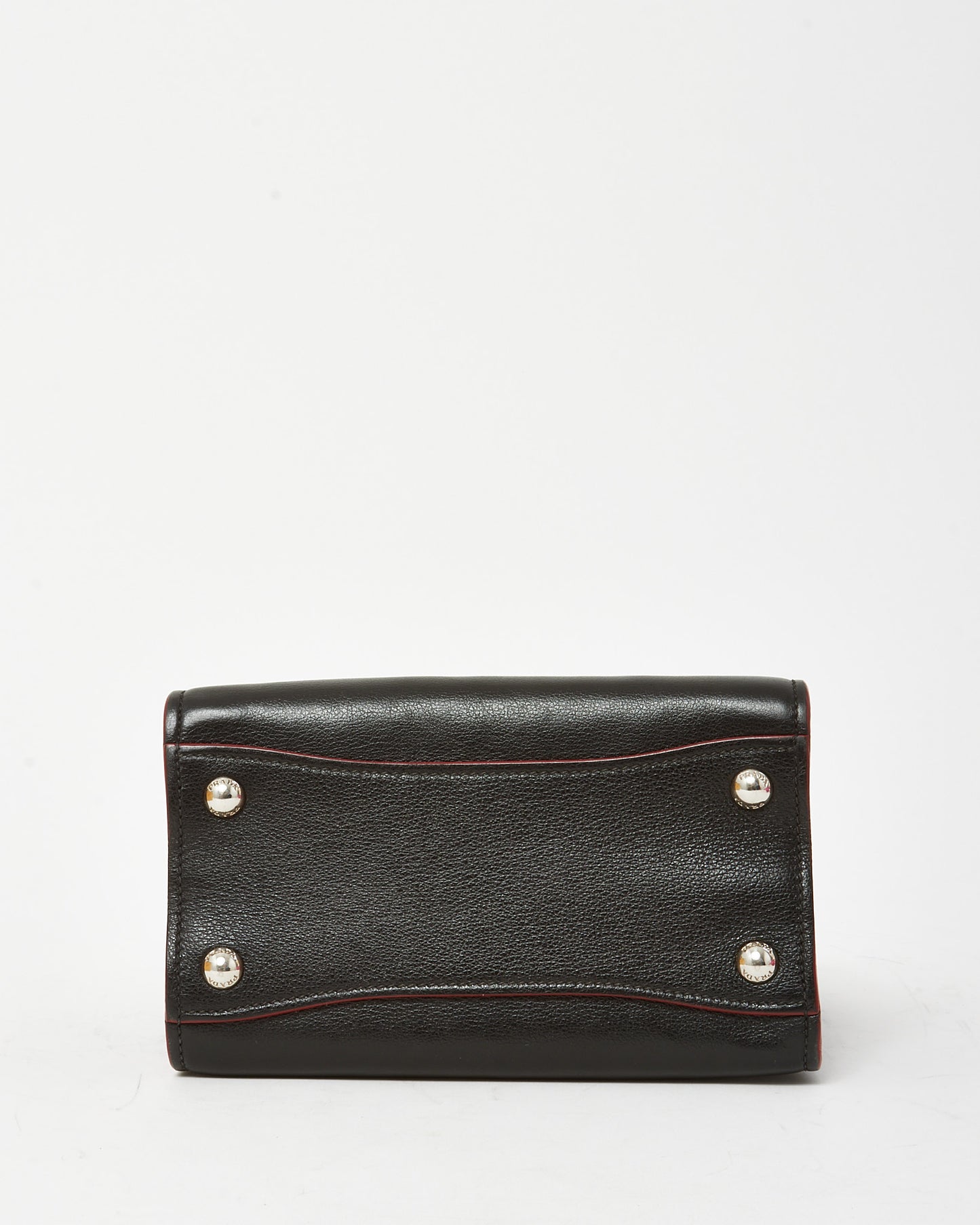 Prada Black and Red Trim Glace Calf Leather & Scamosciato Twin Pocket Tote with Strap