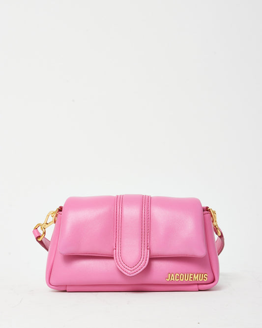 Jacquemus Pink Puffy Leather Le Petit Bambimou Shoulder Bag with Strap