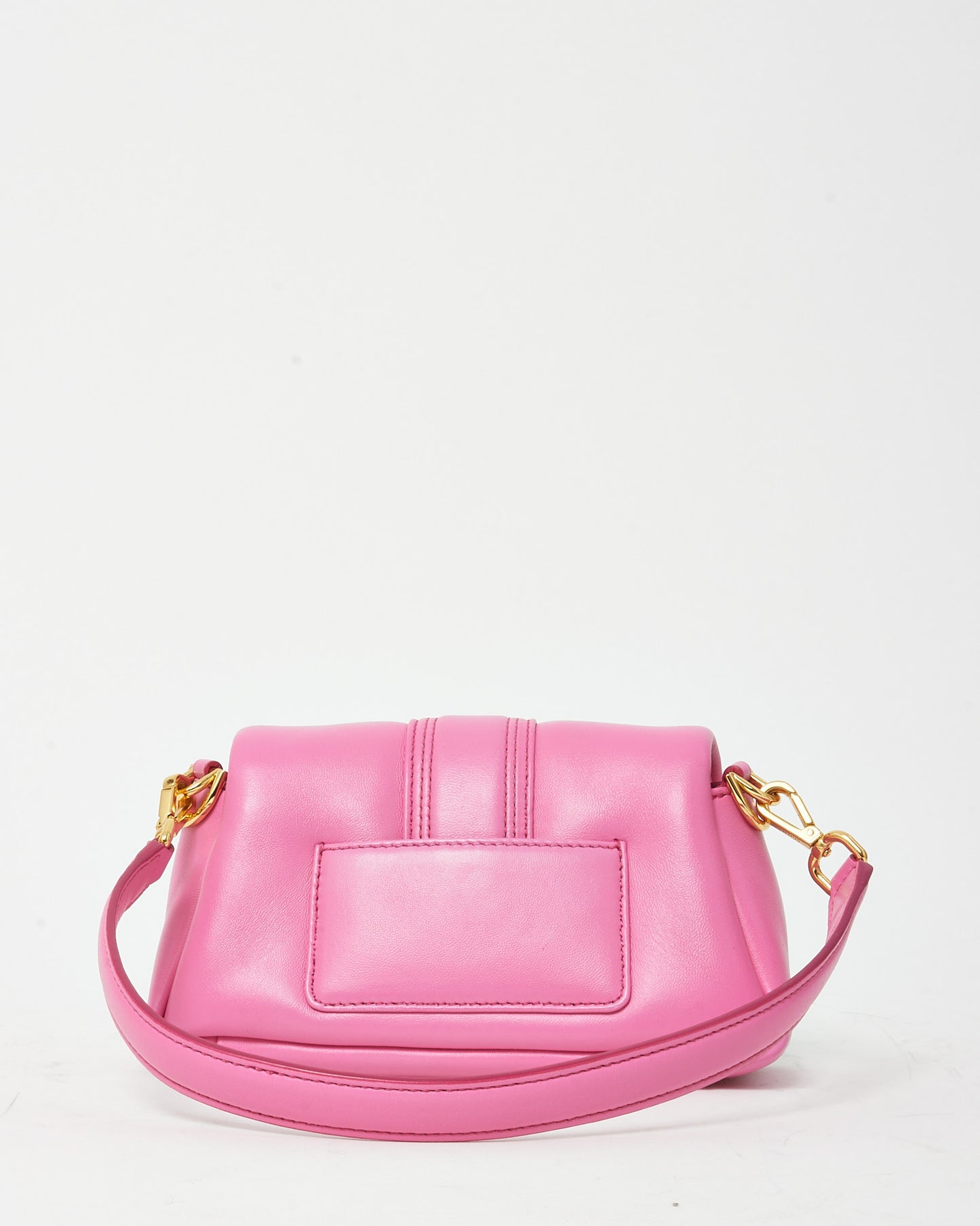 Jacquemus Pink Puffy Leather Le Petit Bambimou Shoulder Bag with Strap