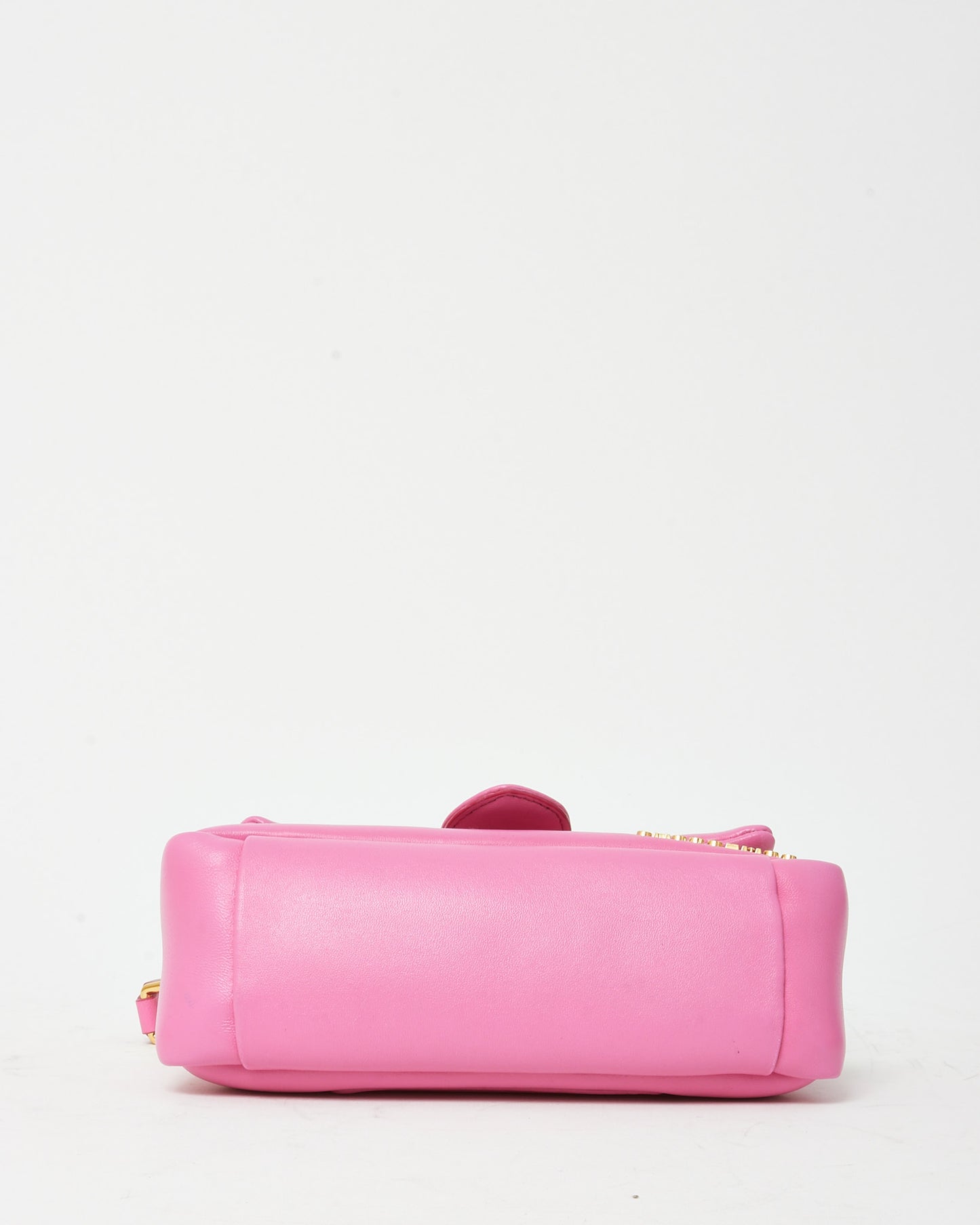Jacquemus Pink Puffy Leather Le Petit Bambimou Shoulder Bag with Strap
