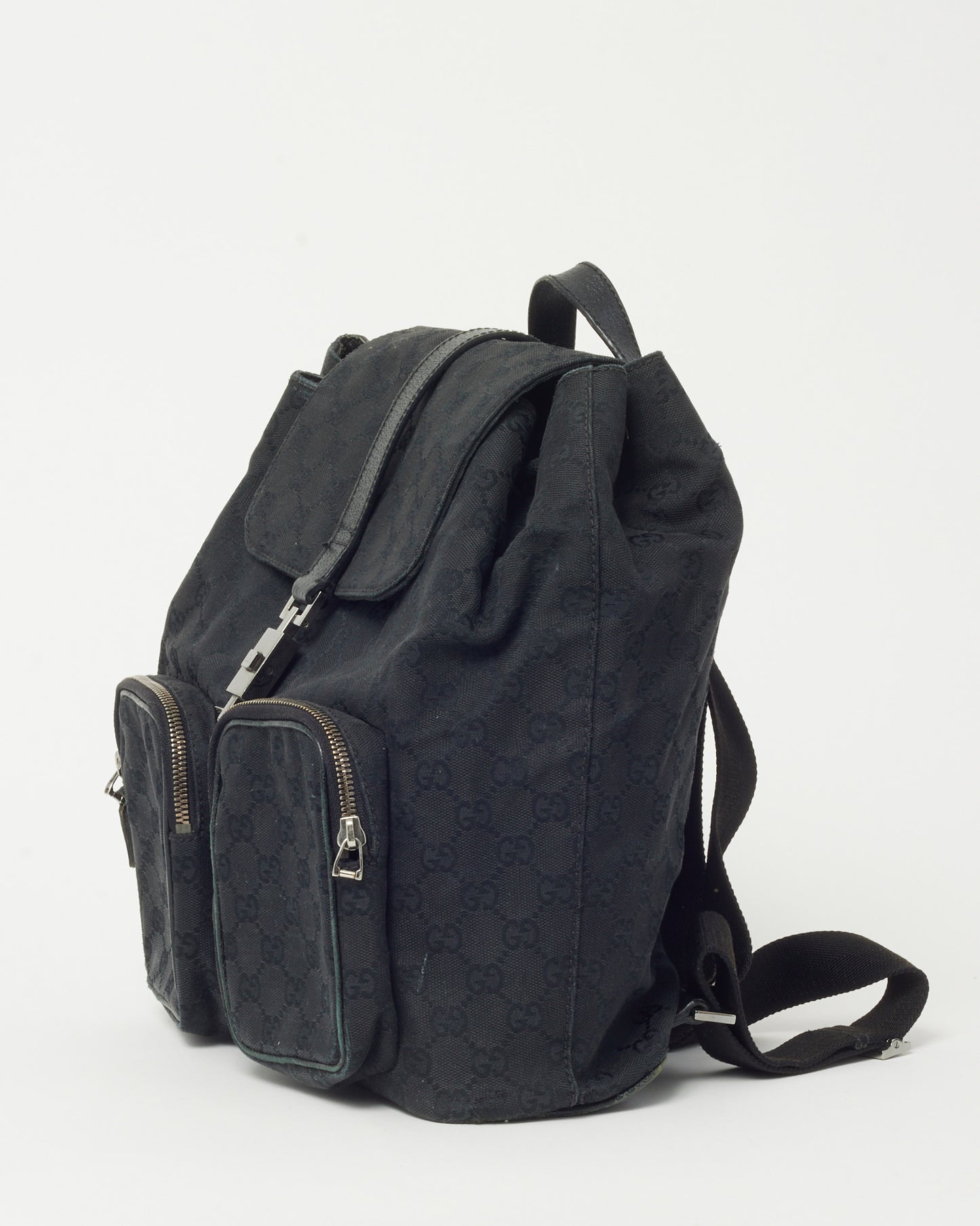 Gucci Black Monogram GG Canvas Jackie Rucksack Backpack