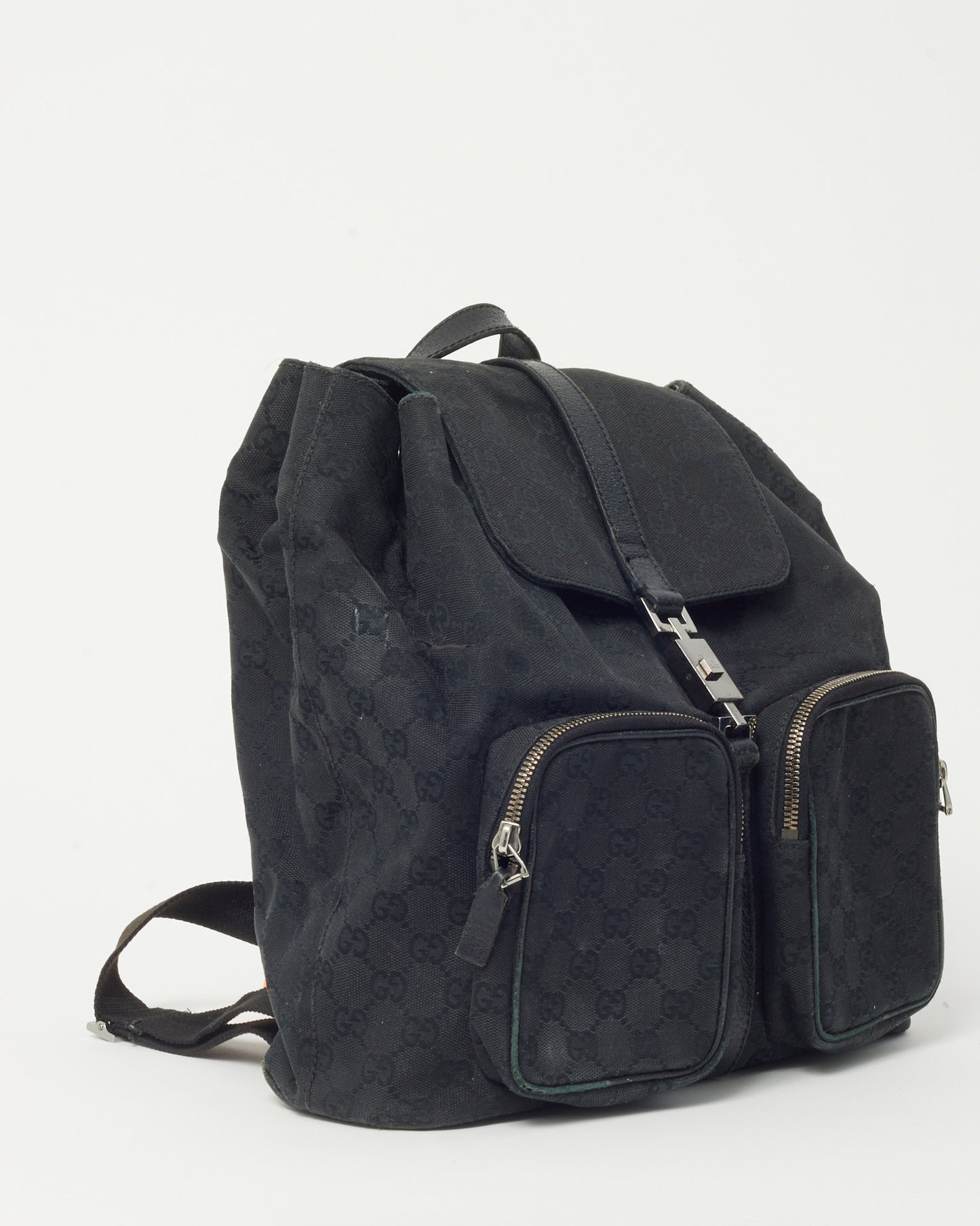 Gucci Black Monogram GG Canvas Jackie Rucksack Backpack