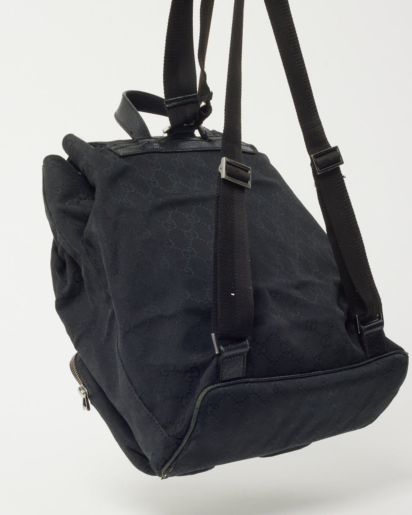Gucci Black Monogram GG Canvas Jackie Rucksack Backpack