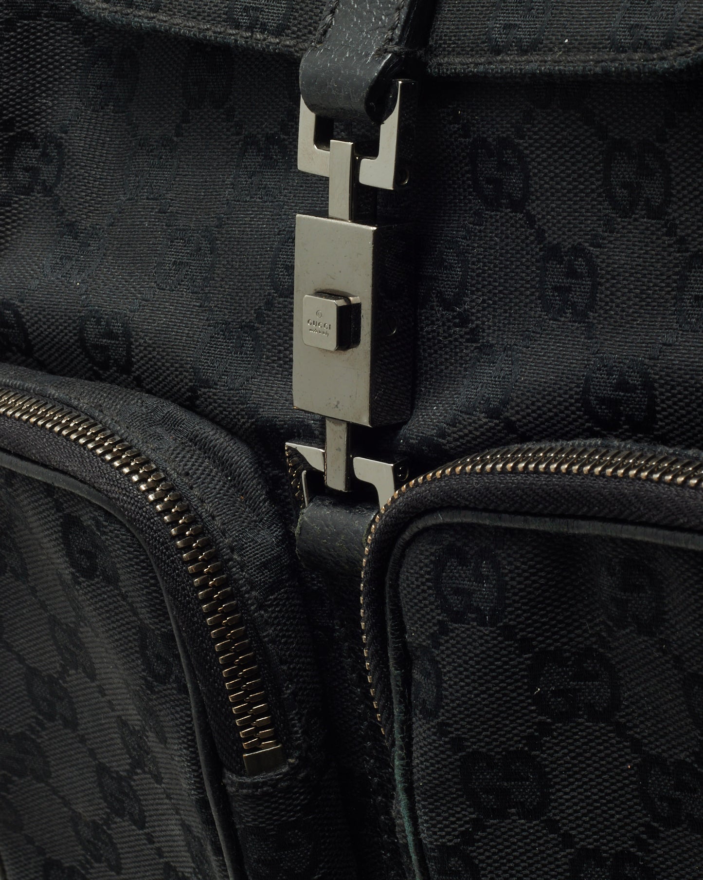 Gucci Black Monogram GG Canvas Jackie Rucksack Backpack