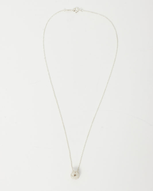 Tiffany & Co. Silver Mesh Knot Ball Pendant Necklace