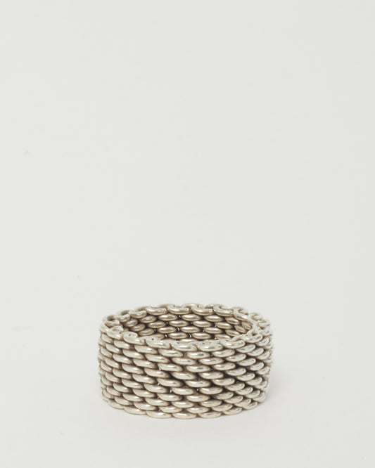 Tiffany & Co. Silver Somerset Mesh Ring - 5.5