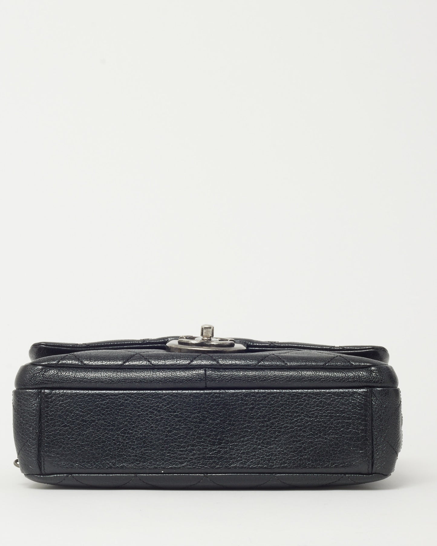 Chanel Black Quilted Goatskin Leather Small Double Carry Waist Flap Bag SHW