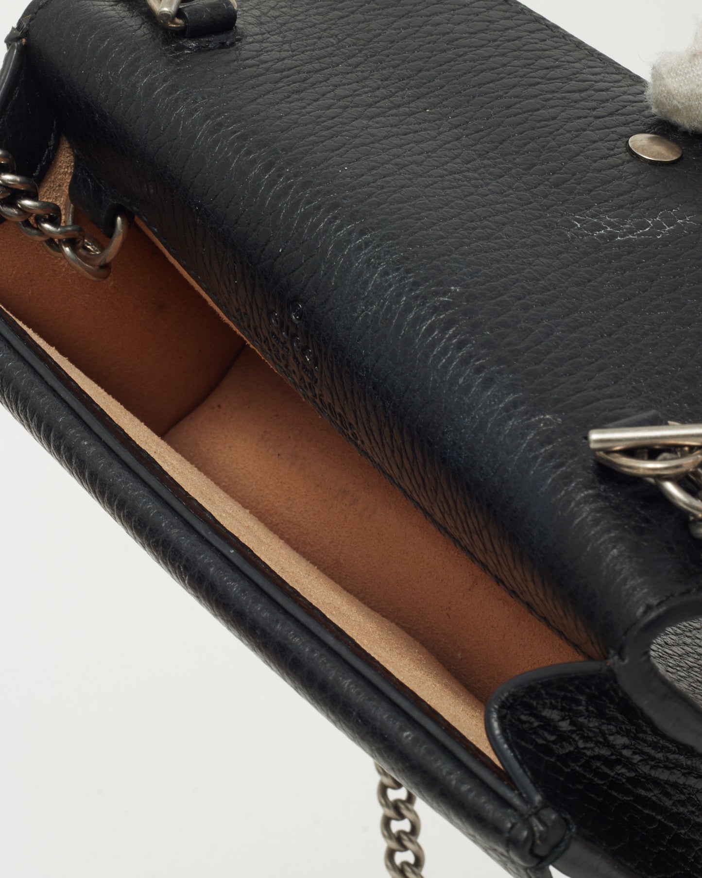 Gucci Black Pebbled Leather Super Mini Dionysus Bag SHW