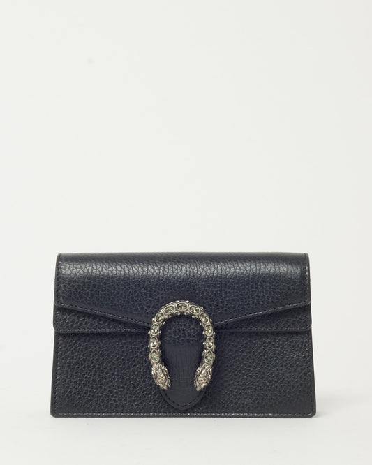 Gucci Black Pebbled Leather Super Mini Dionysus Bag SHW