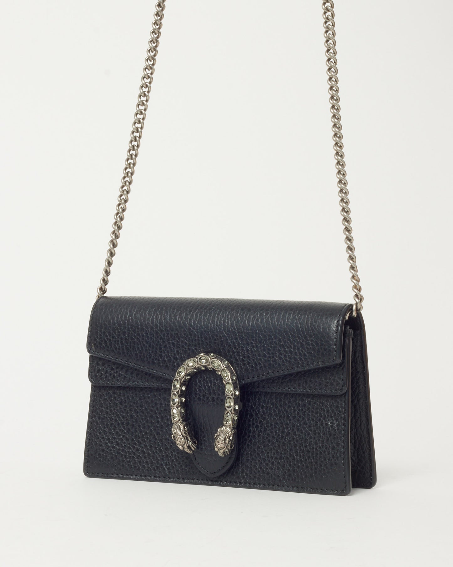Gucci Black Pebbled Leather Super Mini Dionysus Bag SHW