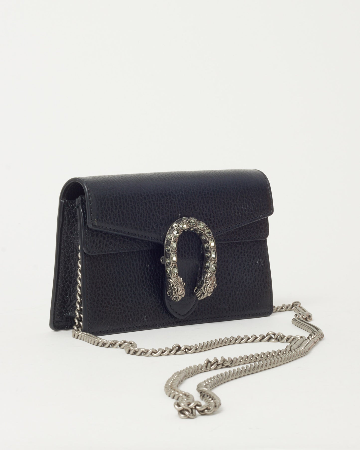 Gucci Black Pebbled Leather Super Mini Dionysus Bag SHW