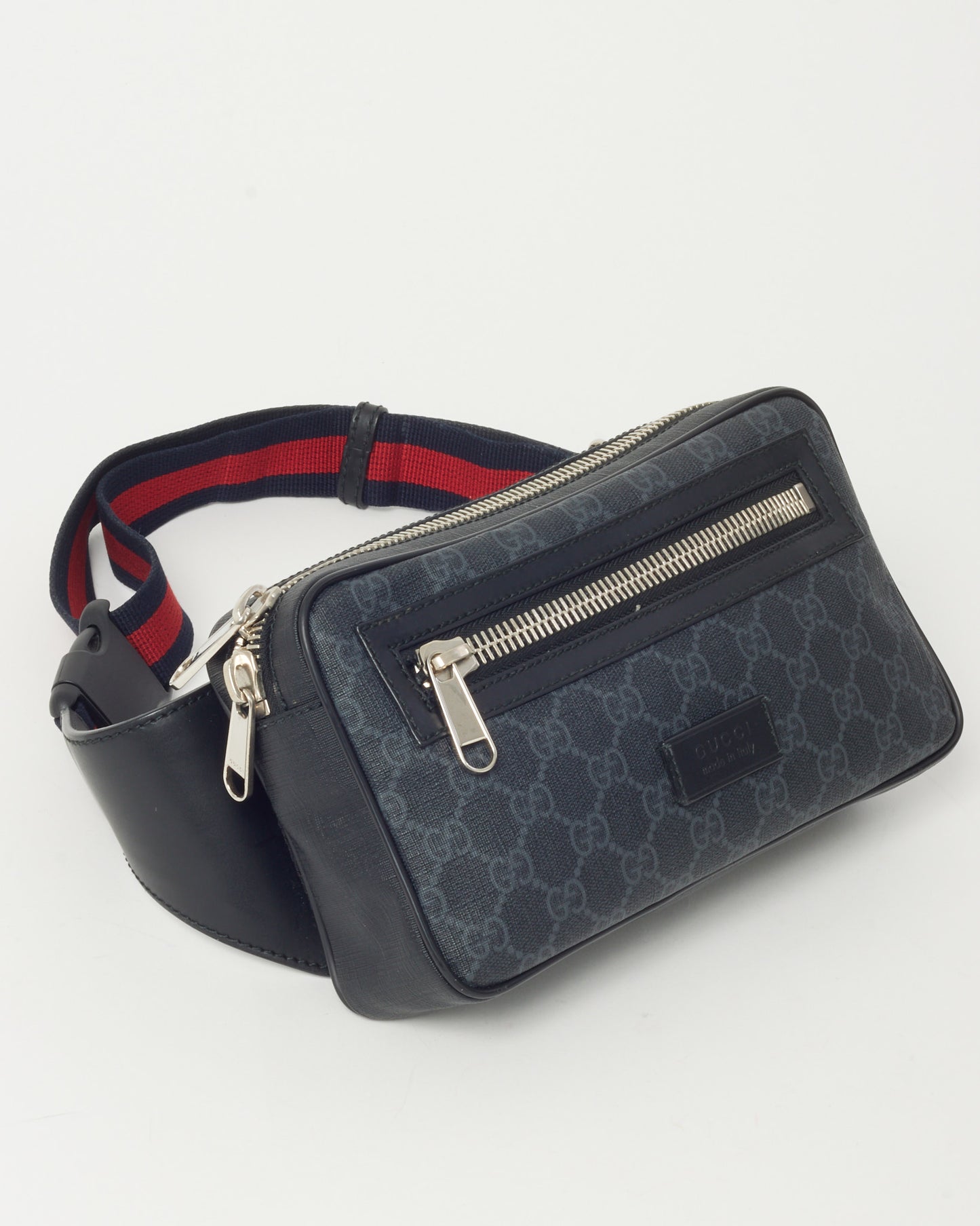 Gucci Black GG Monogram Coated Canvas Web Soft Zip Belt Bag