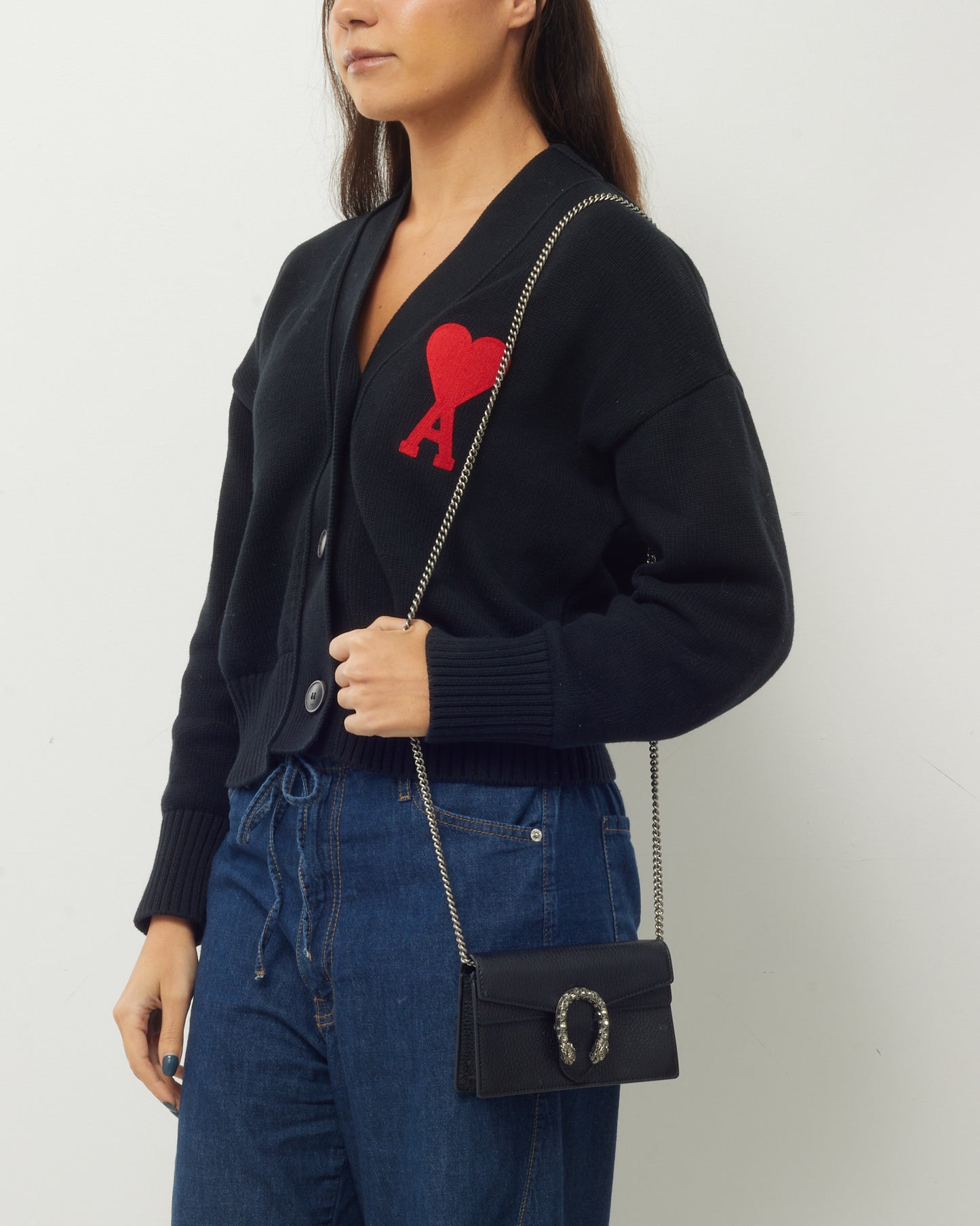 Gucci Black Pebbled Leather Super Mini Dionysus Bag SHW