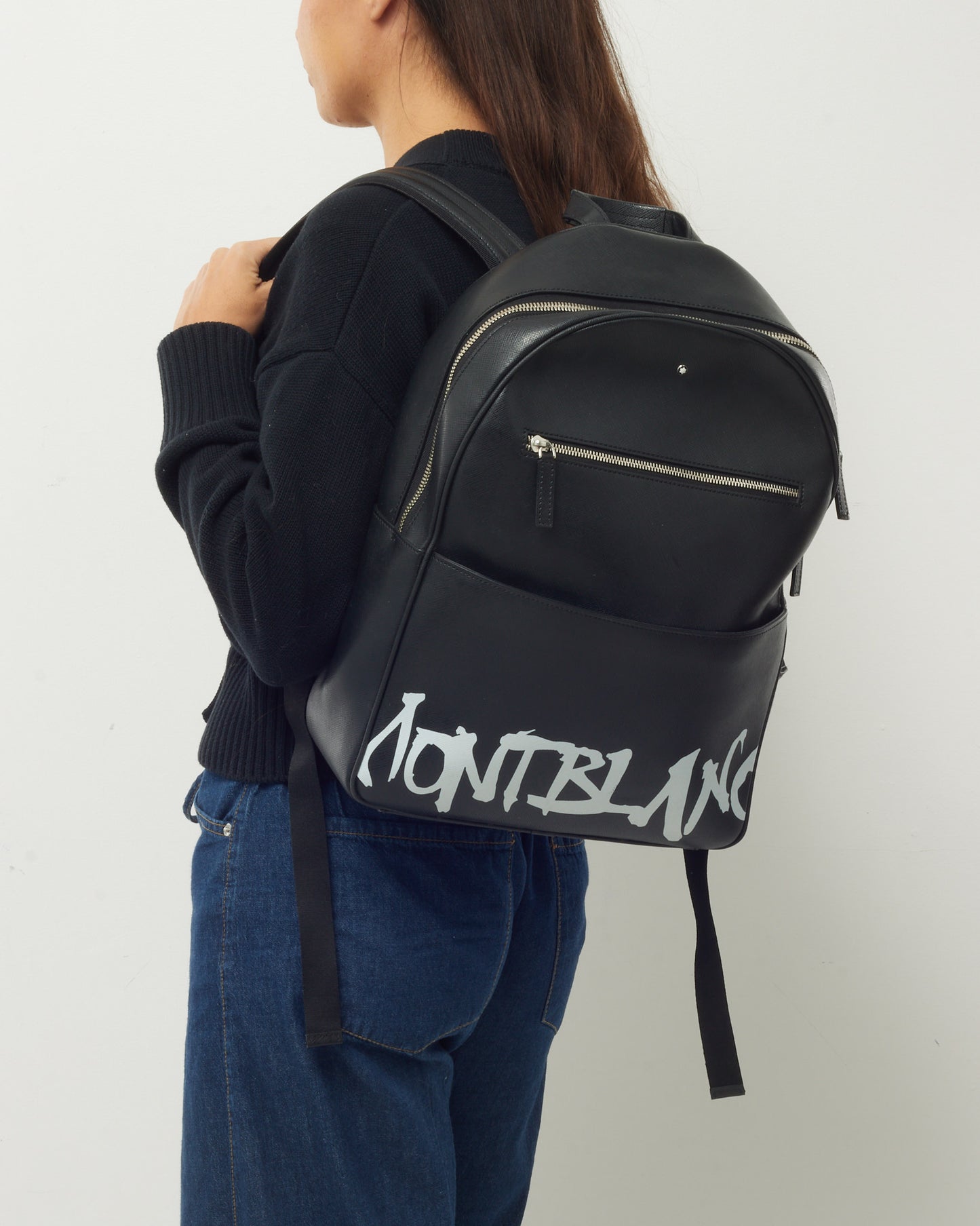 Montblanc Black Leather Sartorial Calligraphy Backpack