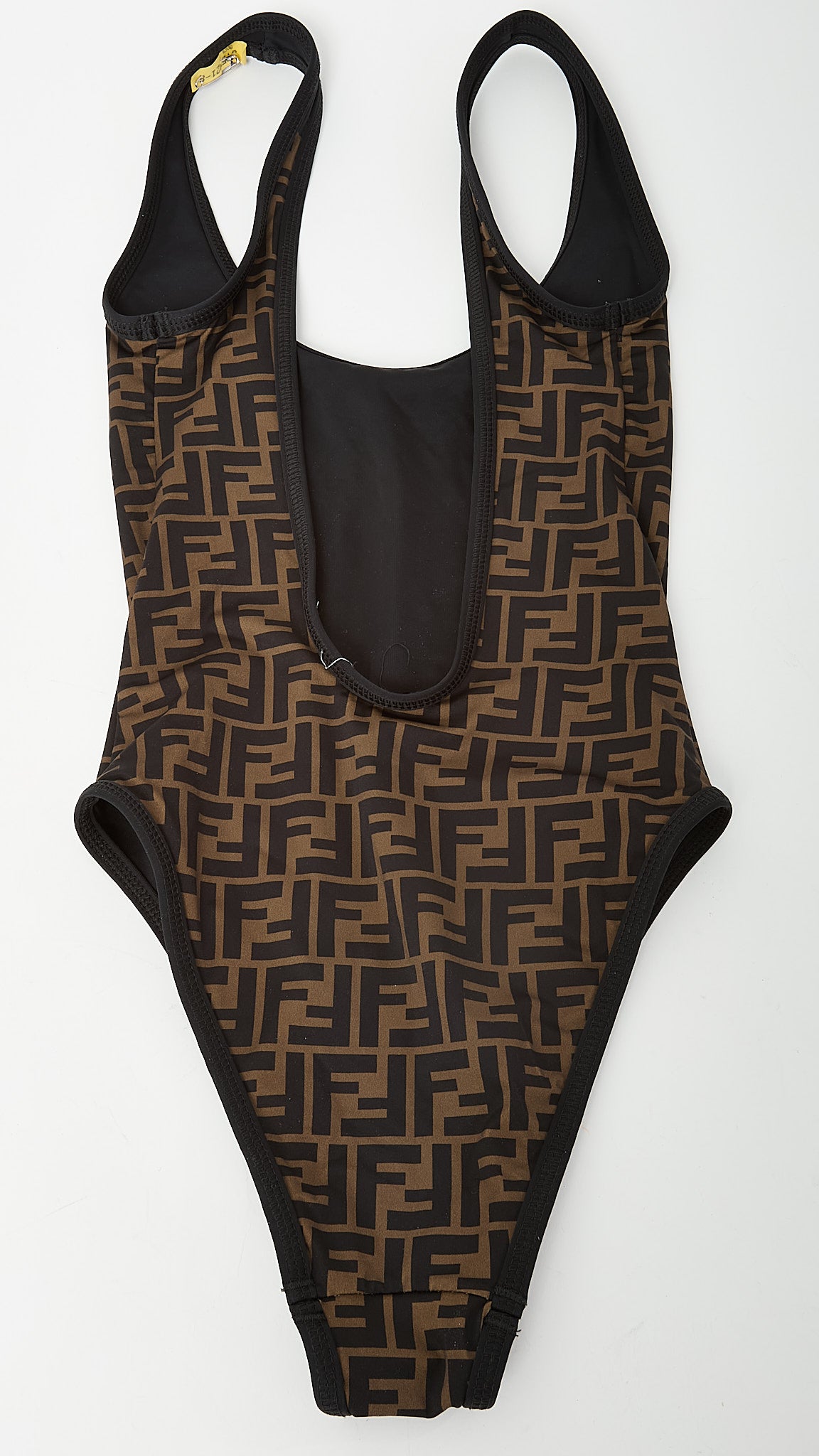 Fendi Brown FF Zucca and Black Lycra Reversible Swimsuit - S