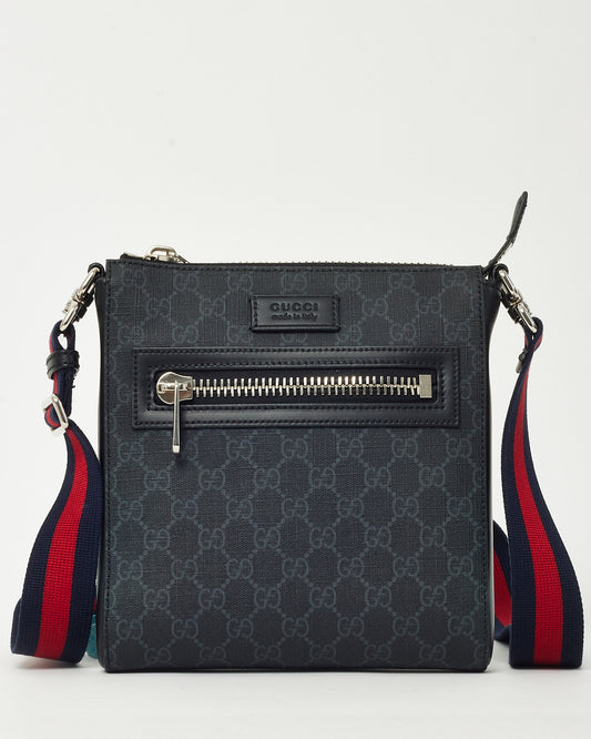 Gucci Black Monogram GG Supreme Canvas Small Messenger Bag