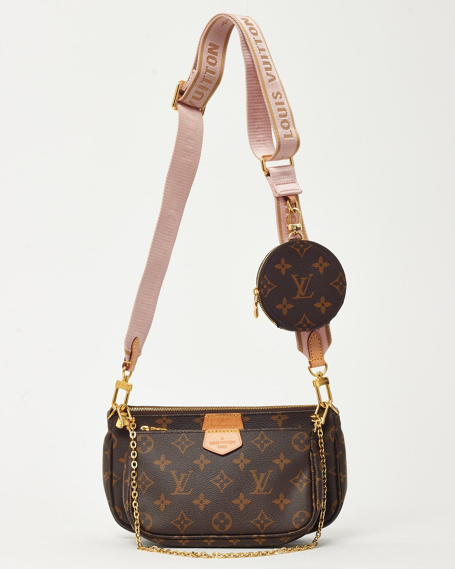 Louis Vuitton Monogram Coated Canvas Pink Multi Pochette Accessoires Crossbody Bag