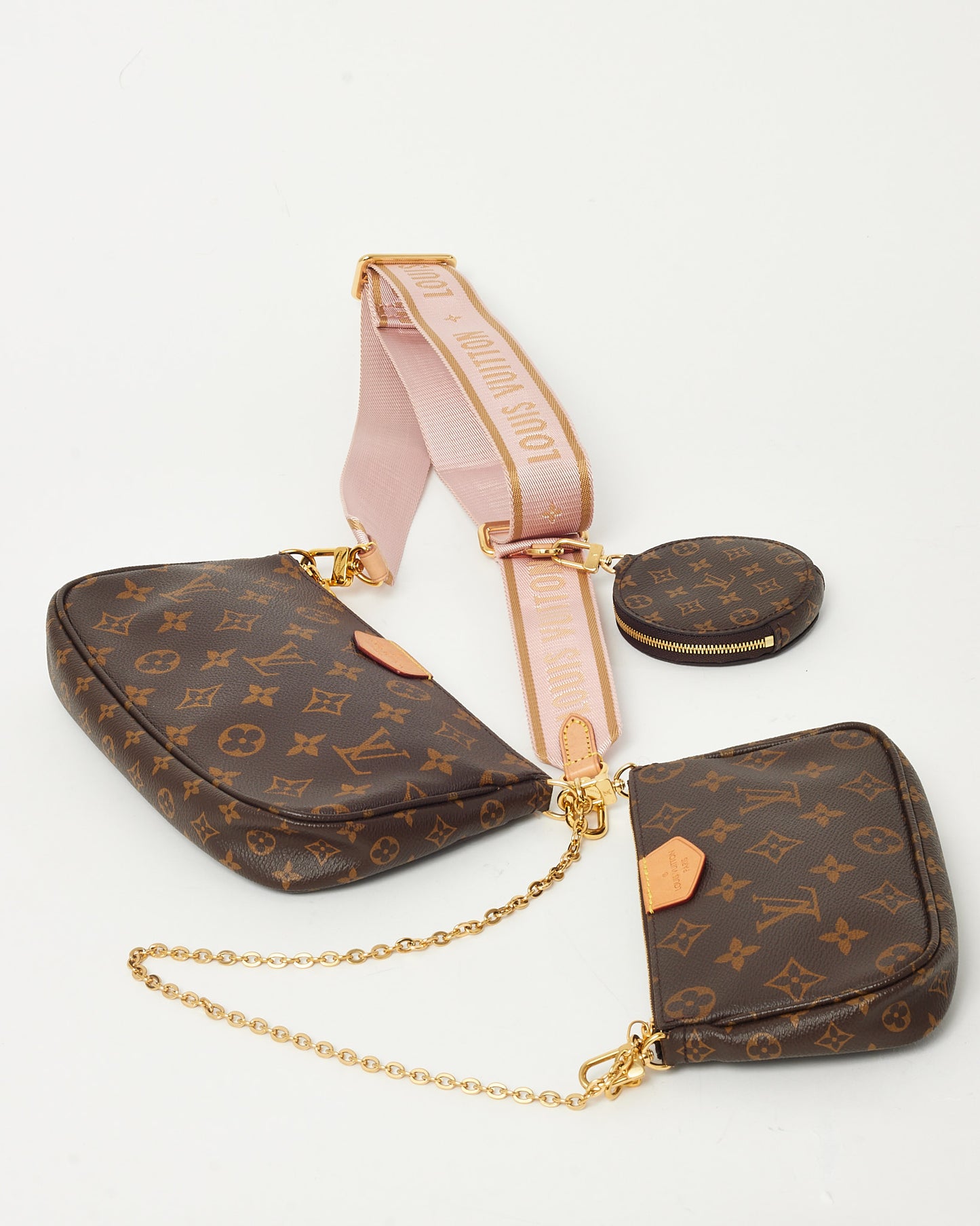 Louis Vuitton Monogram Coated Canvas Pink Multi Pochette Accessoires Crossbody Bag