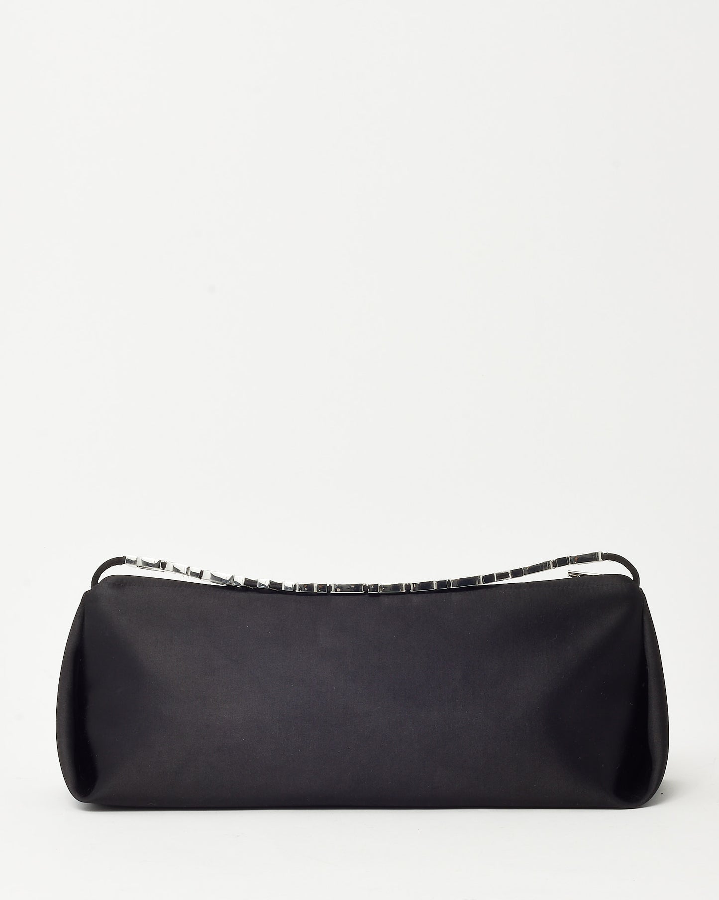Alexander Wang Black Satin Crystal Logo Handle Marquess Micro Shoulder Bag