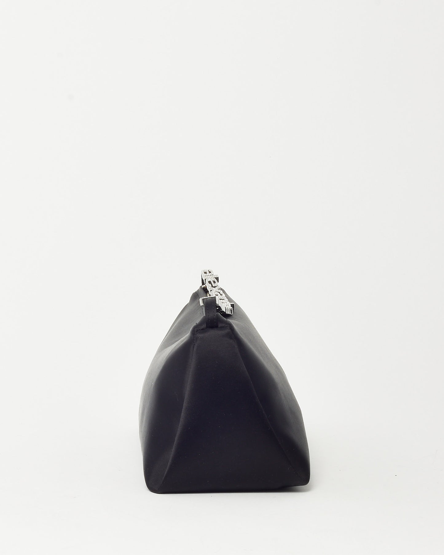 Alexander Wang Black Satin Crystal Logo Handle Marquess Micro Shoulder Bag