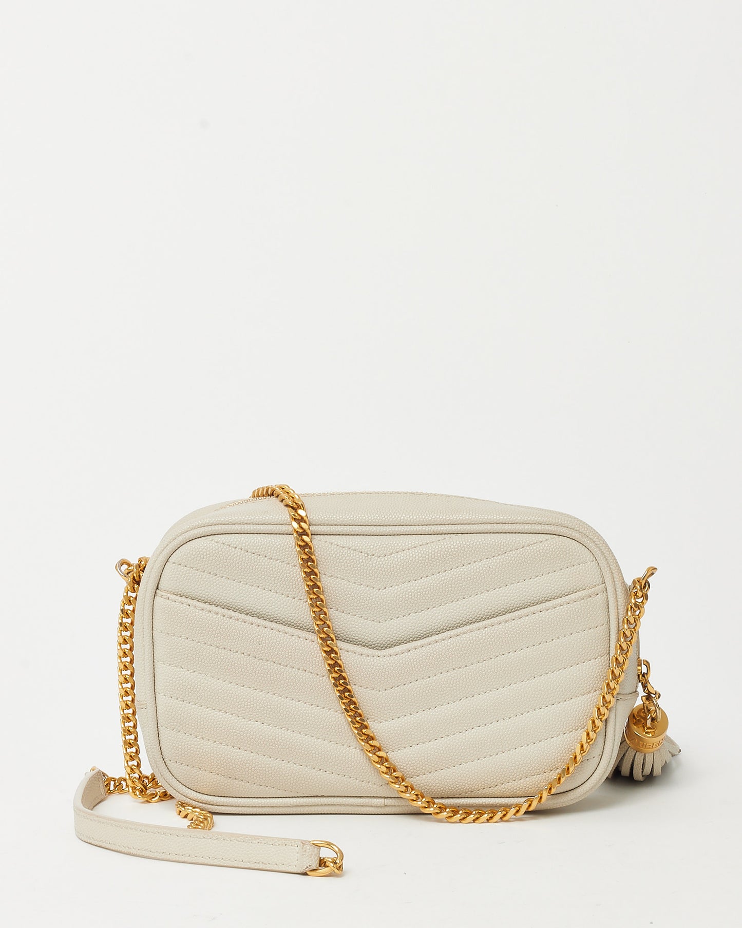 Sac bandoulière chaîne mini Lou YSL Saint Laurent rose poudré chevron grain de poudre SHW