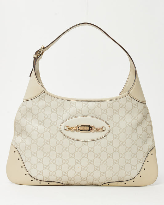 Gucci White Guccissima Monogram Leather Punch Hobo Shoulder Bag
