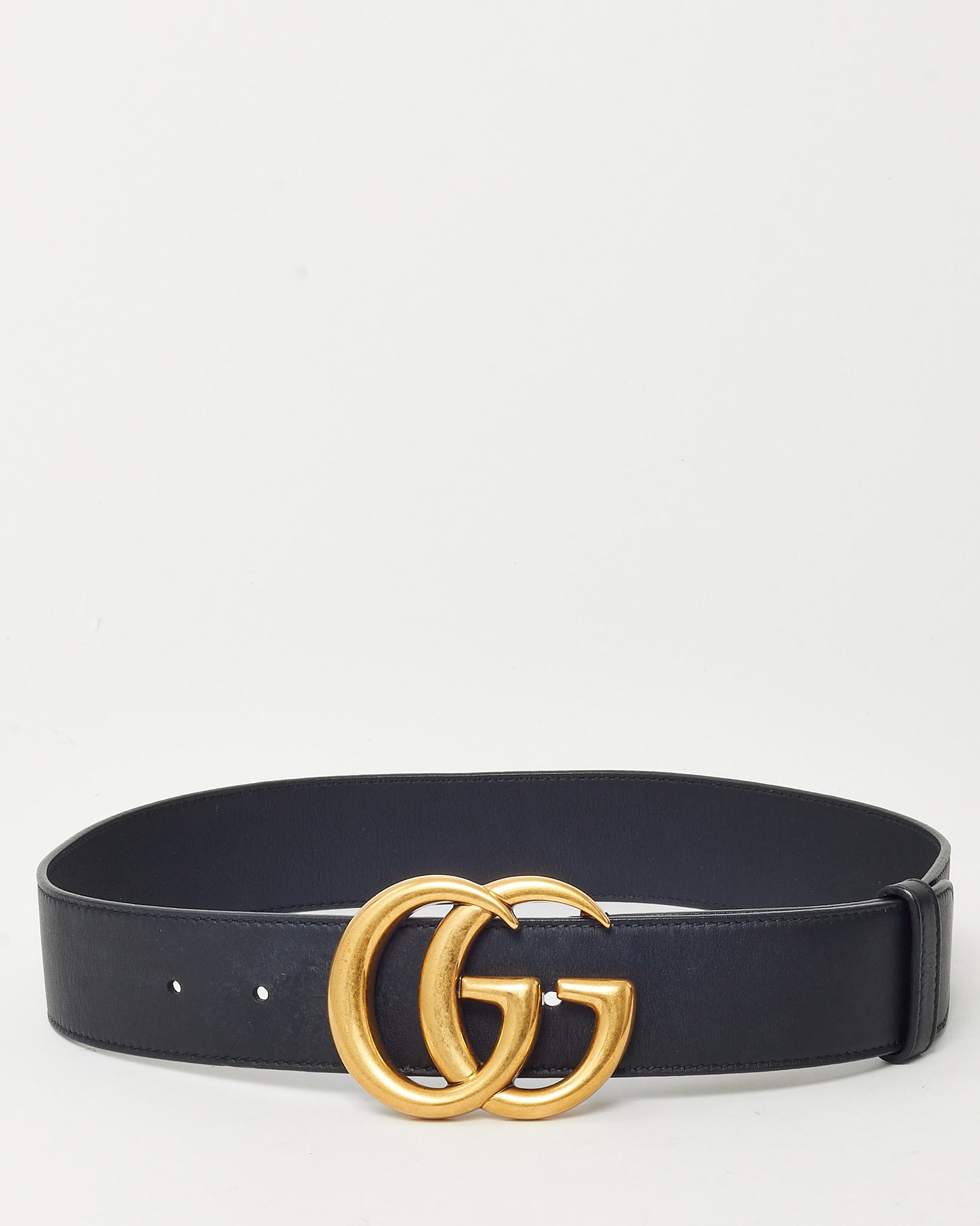Ceinture large Gucci Marmont GG Interlocking en cuir grainé marron, bouclerie argentée - 105/42