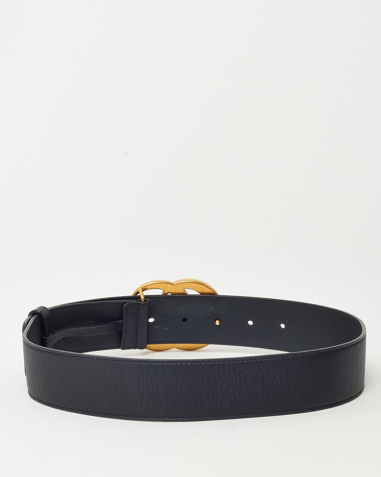 Ceinture large Gucci Marmont GG Interlocking en cuir grainé marron, bouclerie argentée - 105/42