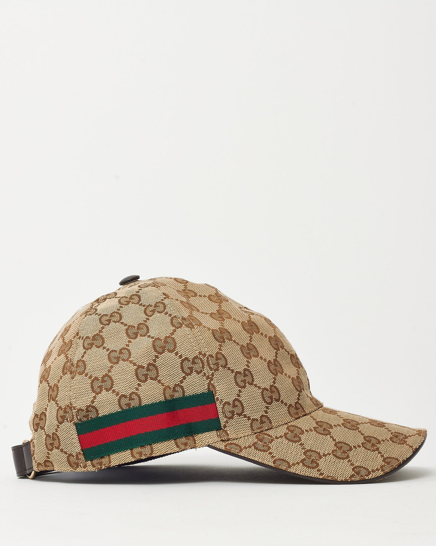 Gucci Brown & Beige Original GG Web Canvas Baseball Hat - L