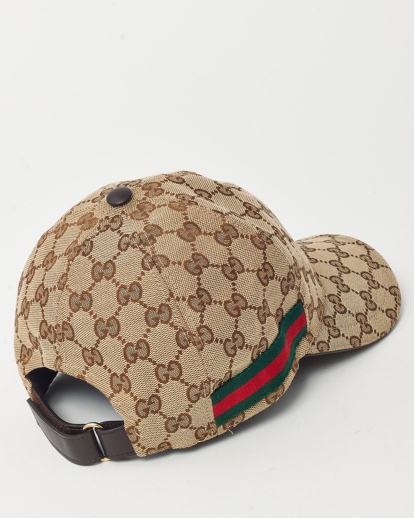 Gucci Brown & Beige Original GG Web Canvas Baseball Hat - L