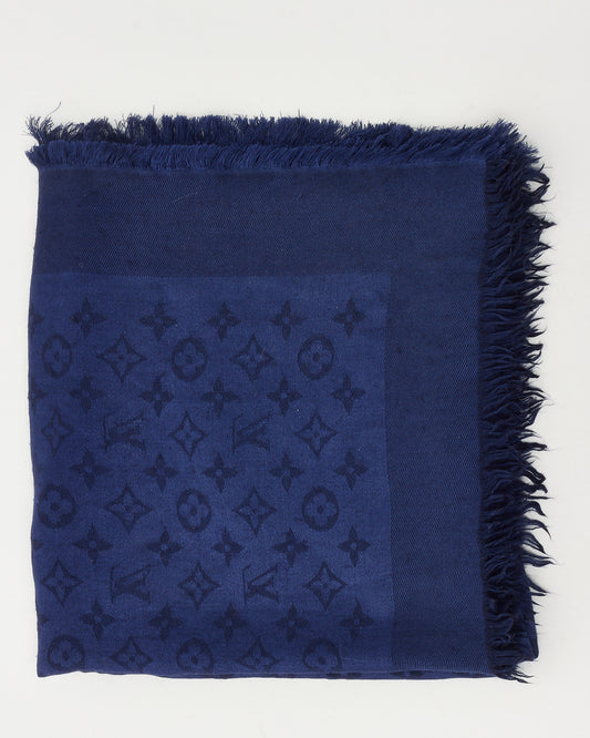 Châle Monogram Louis Vuitton en soie et laine mélangées noires