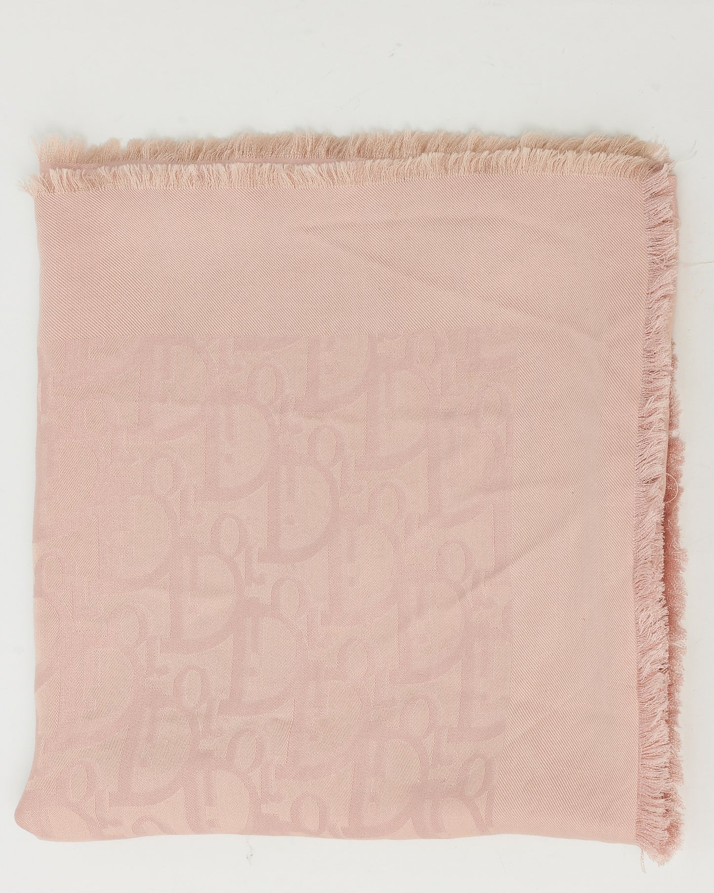 Dior Pink Monogram Logo Silk and Wool Blend Shawl Scarf