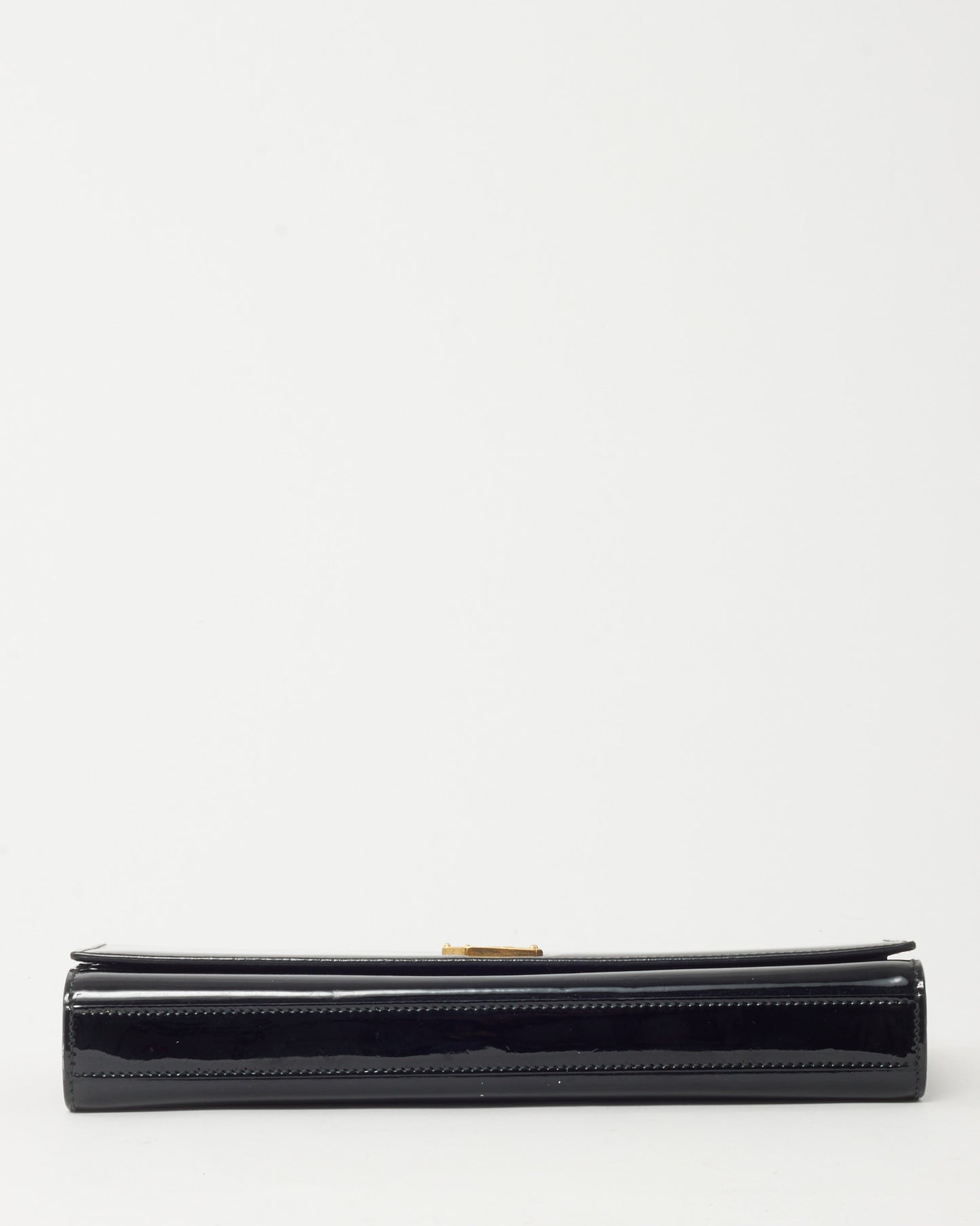 Saint Laurent Black Patent Leather GHW YSL Logo Clutch