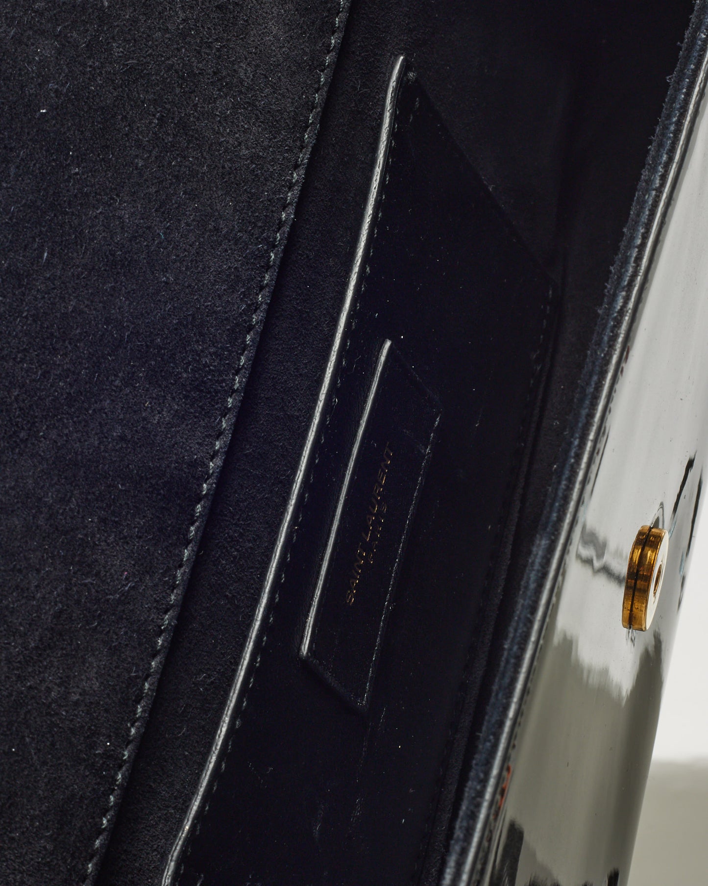 Saint Laurent Black Patent Leather GHW YSL Logo Clutch