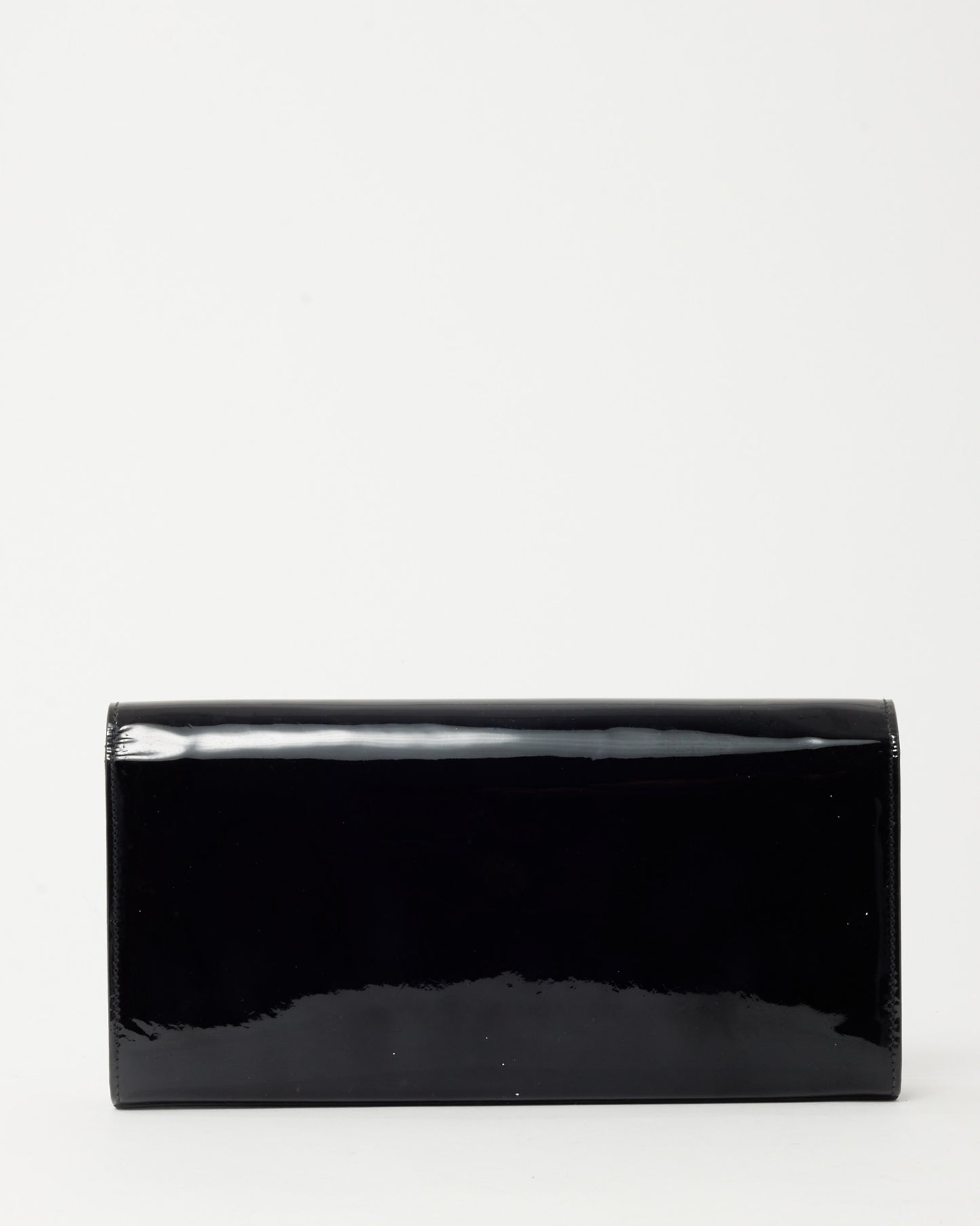 Saint Laurent Black Patent Leather GHW YSL Logo Clutch