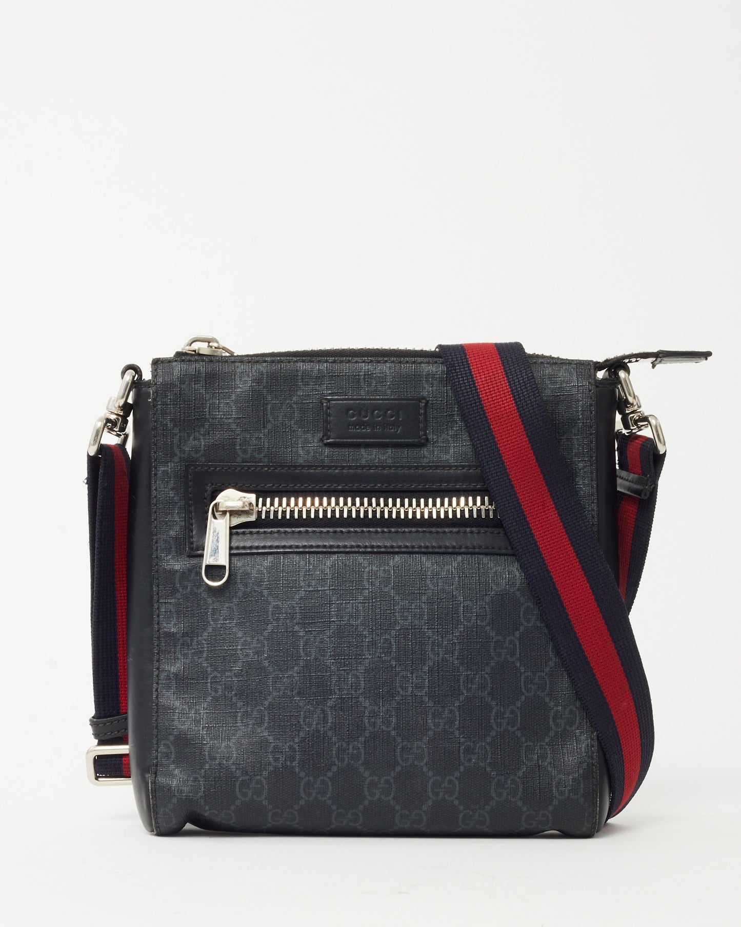 Sac Messenger petit format Gucci en toile GG Supreme Monogram noire