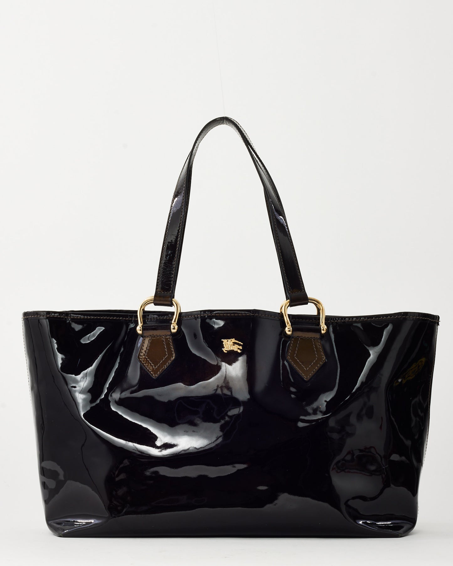 Sac cabas Burberry en cuir verni noir