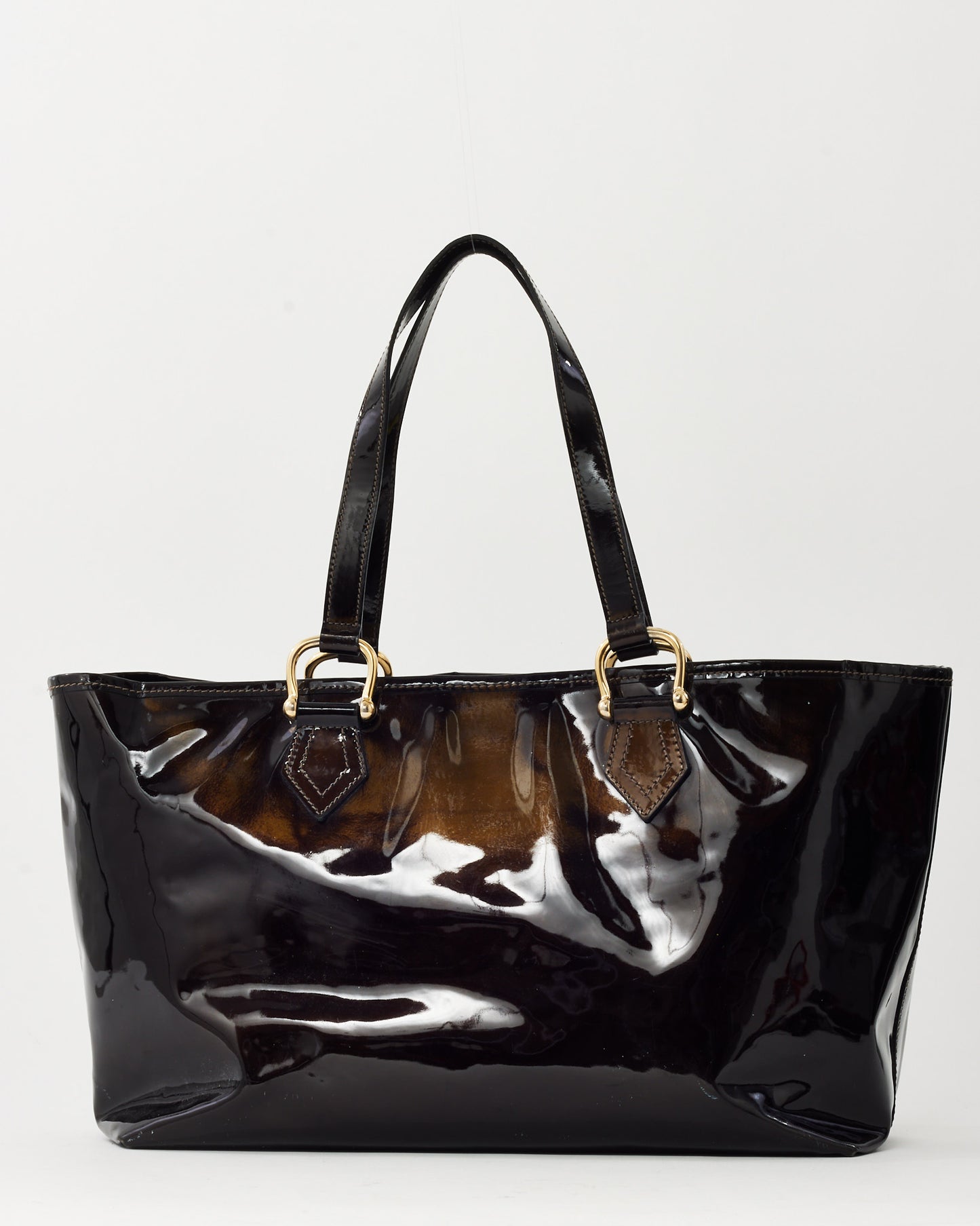 Sac cabas Burberry en cuir verni noir