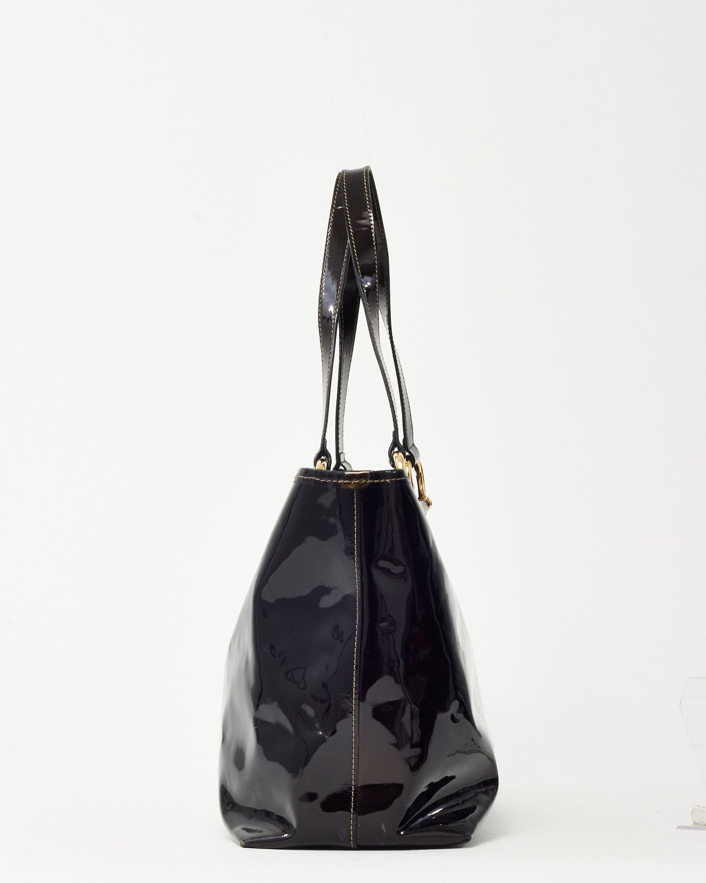 Sac cabas Burberry en cuir verni noir