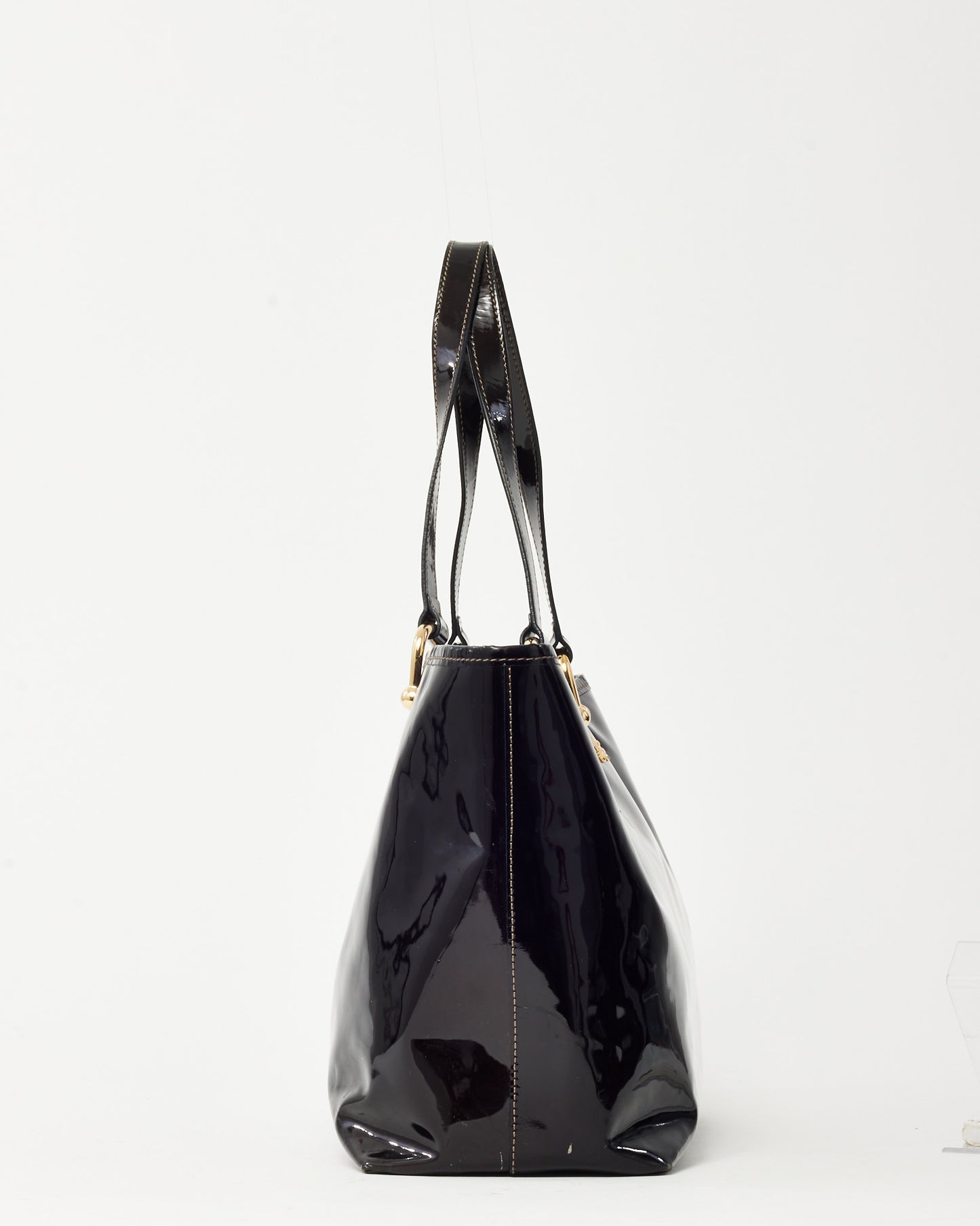 Sac cabas Burberry en cuir verni noir