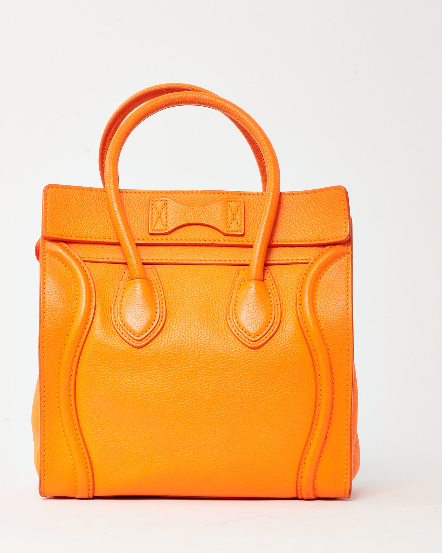 Sac cabas mini Luggage Celine en cuir grainé orange