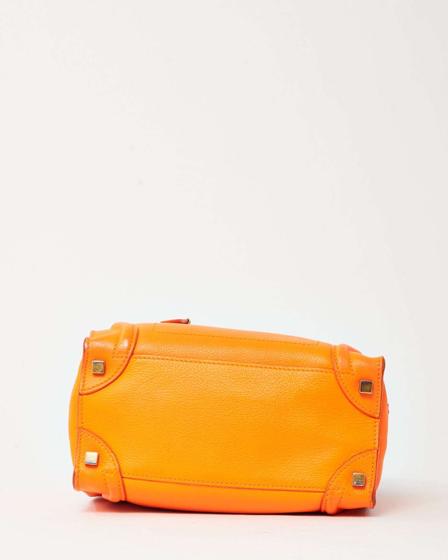Sac cabas mini Luggage Celine en cuir grainé orange