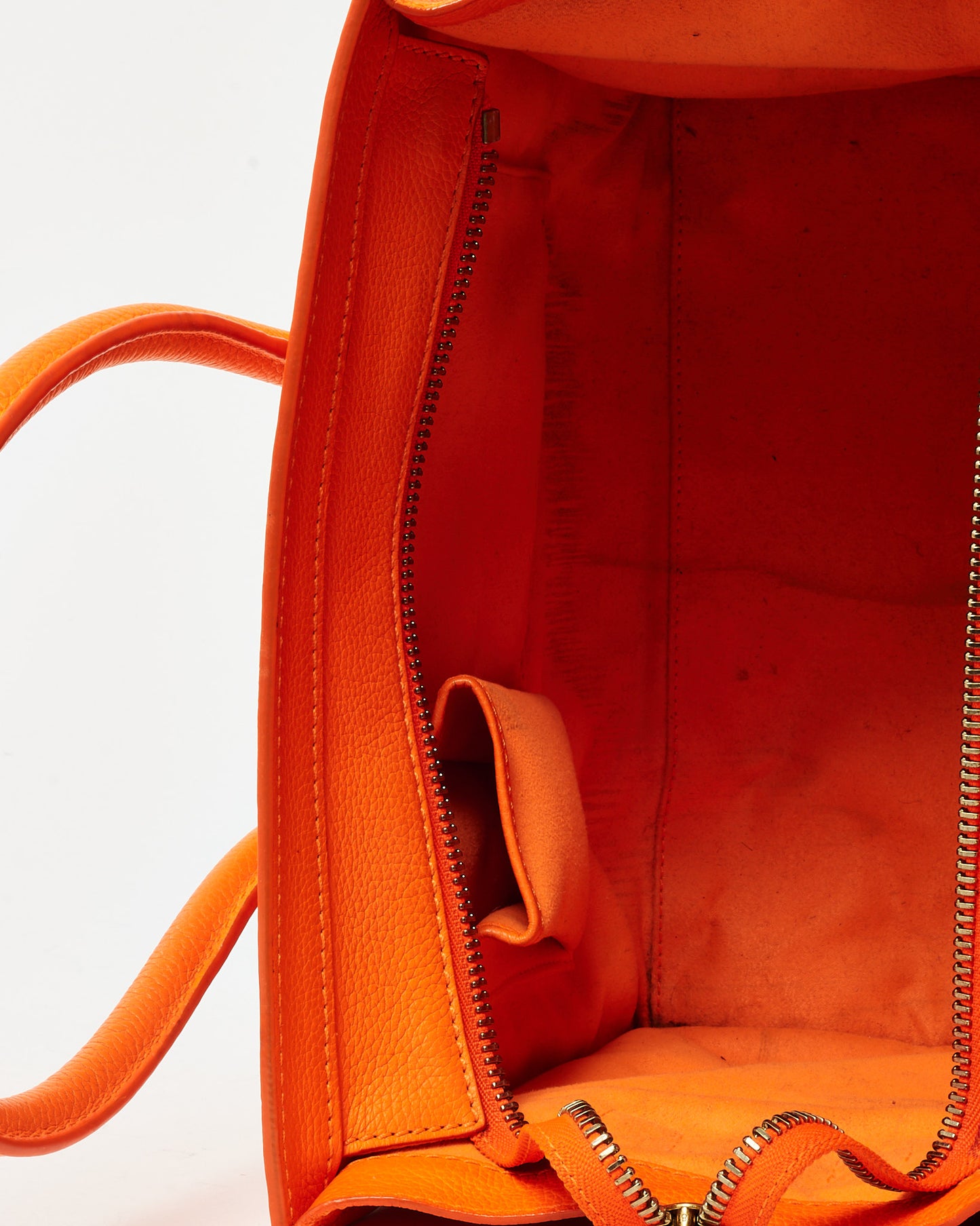 Sac cabas mini Luggage Celine en cuir grainé orange