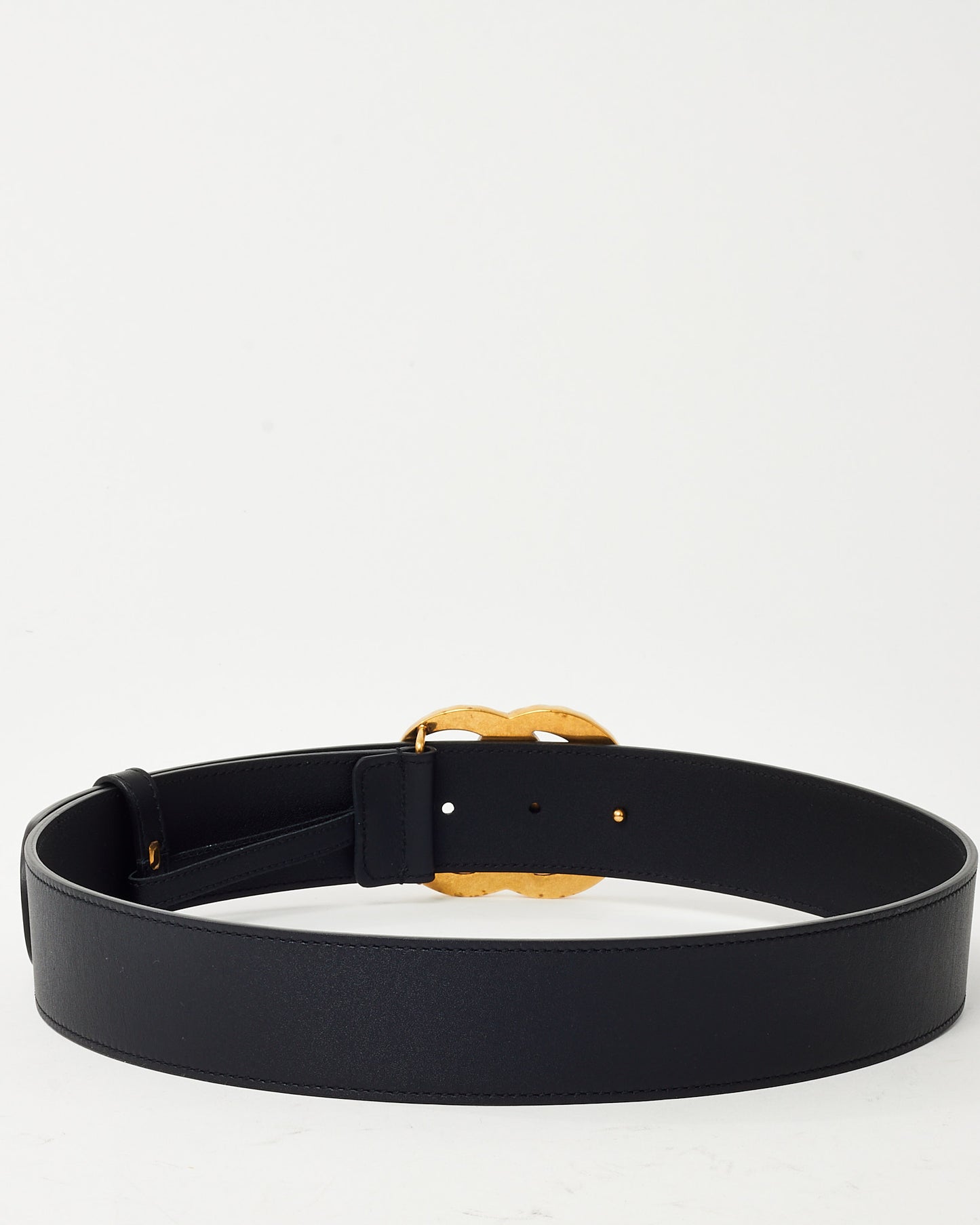 Ceinture large Gucci Marmont GG Interlocking en cuir grainé marron, bouclerie argentée - 105/42