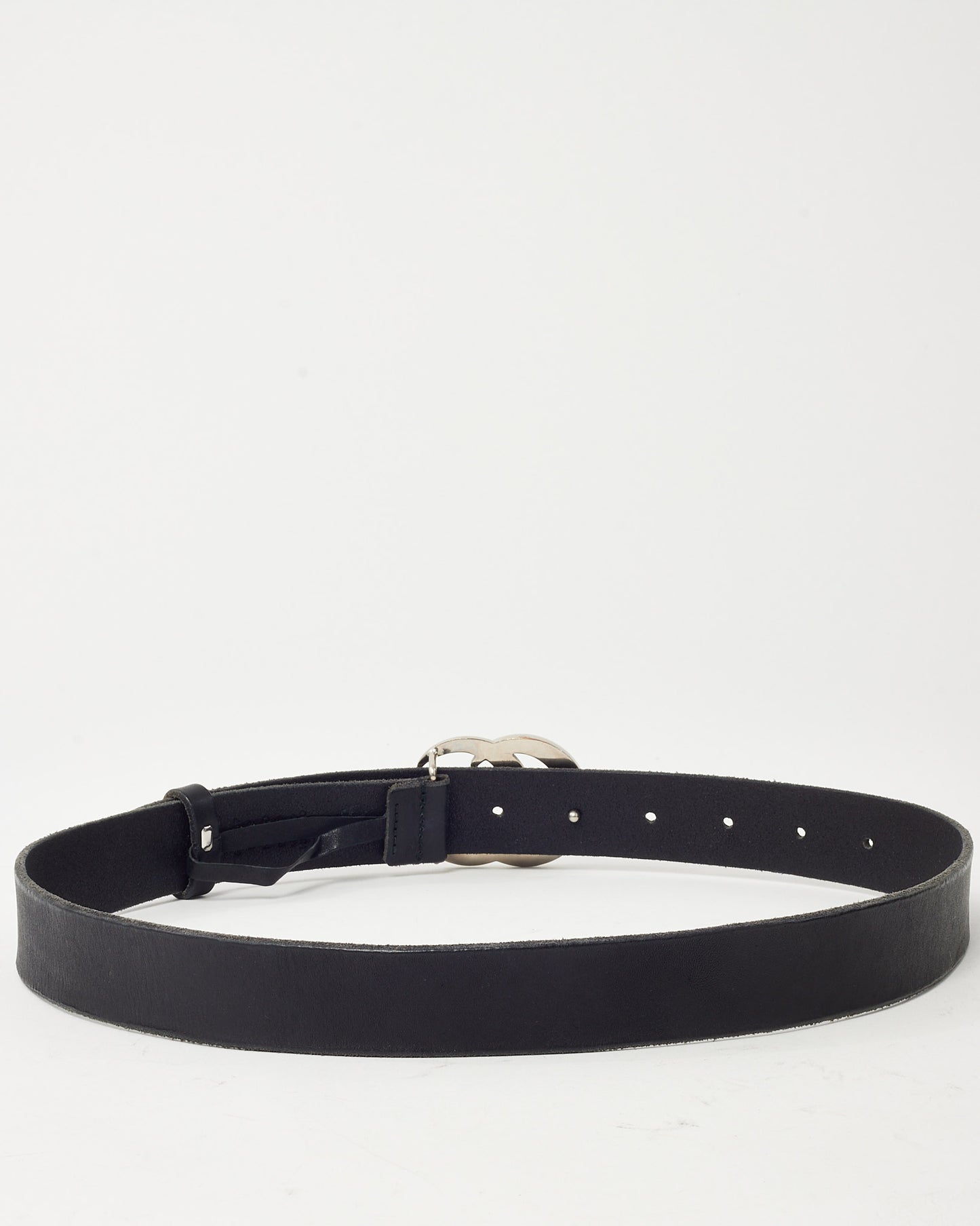 Ceinture large Gucci Marmont GG Interlocking en cuir grainé marron, bouclerie argentée - 105/42