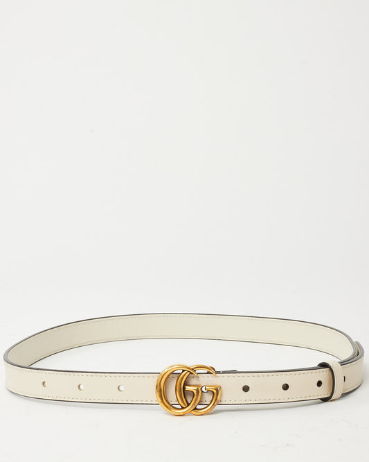 Ceinture Gucci en cuir noir fin GG Marmont doré - 85/34