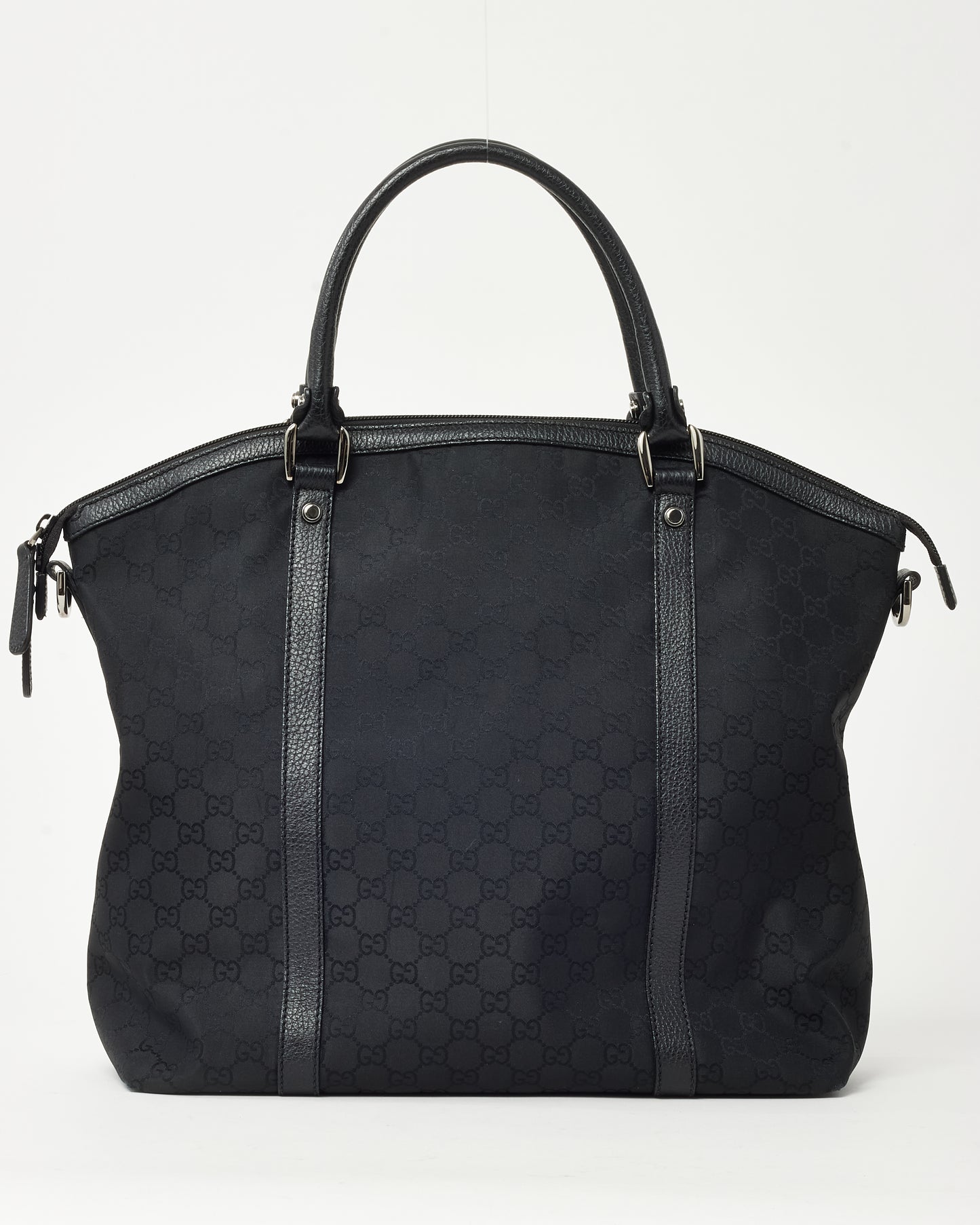 Gucci Black GG Monogram Nylon Large Dome 2Way Top Handle Bag with Strap