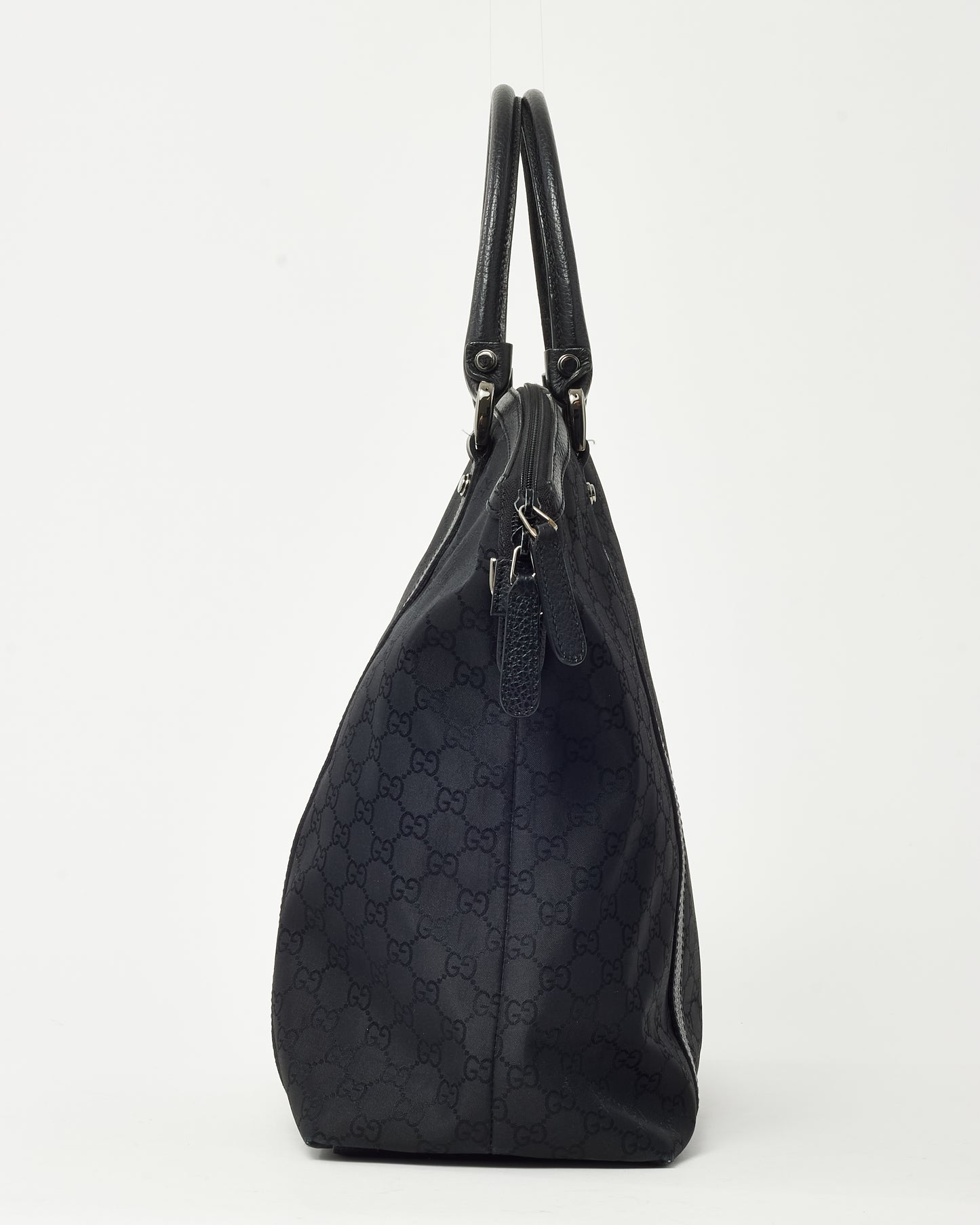 Gucci Black GG Monogram Nylon Large Dome 2Way Top Handle Bag with Strap