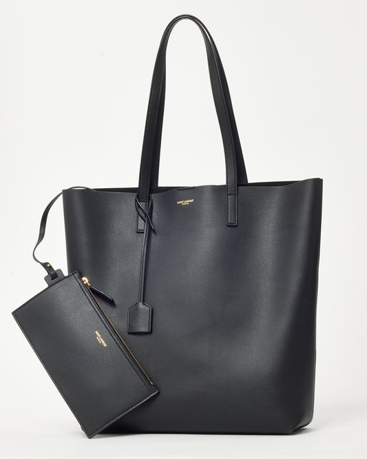 Saint Laurent Black Calfskin Leather E/W Shopping Tote